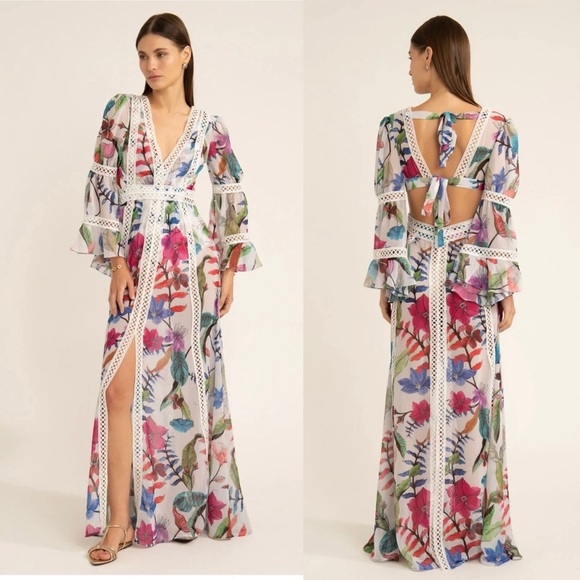 NWT PatBo Zamia Lace Trim Cut Out Maxi Dress Size 0/XS - Picture 2 of 8